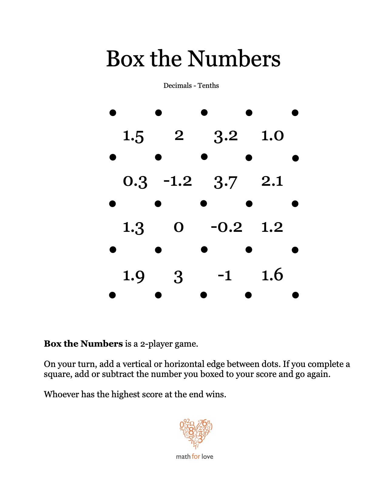 Box the Numbers - Math For Love